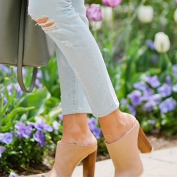 VINCE Allison Leather Peep-Toe Mule, Nude Size 9.5 - Picture 2 of 8